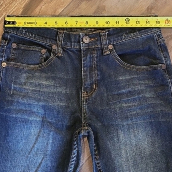 RSQ Melbourne Straight Leg Slightly Distressed Dark Blue Wash Jeans, 30x28 - Picture 2 of 11